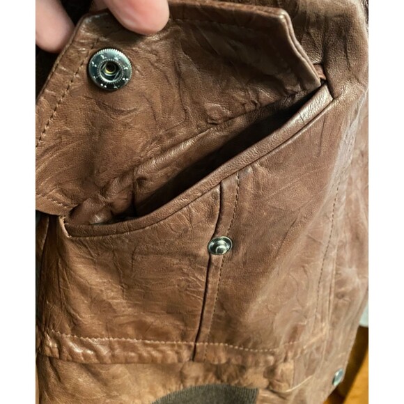 Womens Sz 36 Sm CARRIE LACROX Brown Italian Lambskin Leather Flight Biker Jacket - Picture 10 of 12